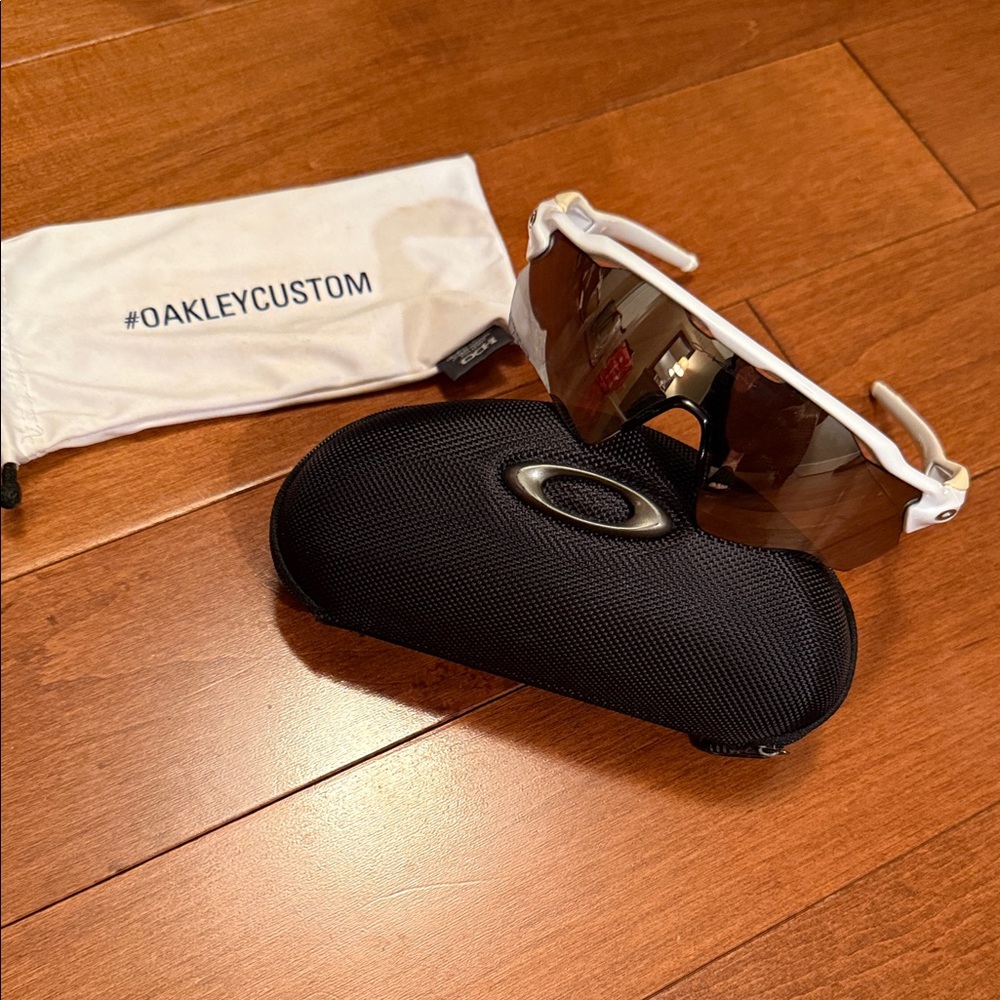 Oakley White Sunglasses with Black Case and Pouch